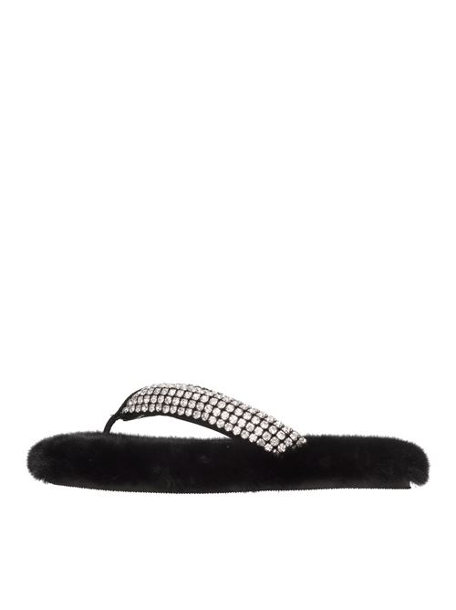Mules in pelliccia sintetica e applicazioni ALEXANDER WANG | 30421F011NERO